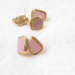 6pcs ピアスパーツ レトロ レクタングル ダスティピンク