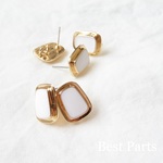 4pcs ピアスパーツ レトロ レクタングル ホワイト