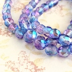 SALE!!【8㍉ 16個】ファイヤーポリッシュ＊blue & purple＊チェコビーズ＊FP＊ミックスカラー＊ツートン＊グラデーション＊AB＊オーロラ＊虹＊青＊紫＊パープル＊ブルー