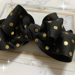 【SALE】バナナクリップ ふんわりリボン ドットブラック