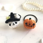 あみぐるみ ヘアゴム ハロウィン うさぎ＆カボチャ