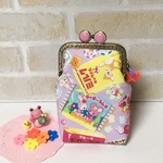駄菓子パッケージ柄☆彡ラベンダー♡縦長がま口ポーチ