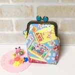 駄菓子パッケージ柄☆彡サックス♡縦長がま口ポーチ