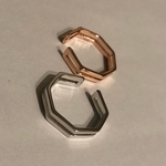 ペアでも！ 八角系 オクタゴン リング シルバー&ブロンズ セット フリーサイズ