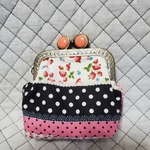 がま口財布☆ナチュラルボーダーいちご
