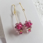 ビーズボール ピアス 〖pink-pink〗②
