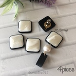 【4個入】モノトーンアクリルカボション スクエア 20×20mm 【0075】