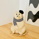【再販】しろくま貯金箱  NEW手作りマフラー単品  千鳥格子