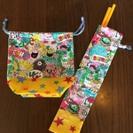 布 箸袋  コップ袋  セット   モンスター×星