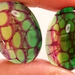2個セット　パープル&グリーン　ヴィーナスアゲート　オーバルカボションルース　25x18x7mm