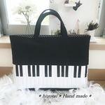 Erituin0806様専用　レッスンバッグ鍵盤デニム 黒水玉