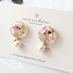 ベージュパールお花ピアス/イヤリング