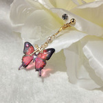 蝶のイヤリング〔片耳用〕＊レッド×ゴールドクロス☆ピアスへの変更可