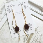  【ダークブラウン】 しずく フロッキー ひねりピアス