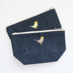 刺繍デニムポーチ（オカメインコ）