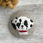 リネン刺繍ブローチ ダルメシアンのロビン