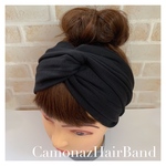 【送料無料】畝太リブ  黒ニット ヘアバンド   ターバン プレゼントにも