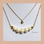 SALE♥コットンパールと💛の２連ネックレス
