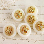 ■ゴールドクリアー■15mm■8個入■ ヴィンテージ  ボタン　 [0912-1] アクセサリーに!! 