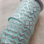 【再販】ヘアタイに　quatrefoil（四つ葉）　SEA FOAM（海の泡）*シルバー　伸縮ゴム、伸縮リボン
