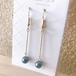 スワロフスキータヒチアンパールのシンプル上品ピアス/イヤリング