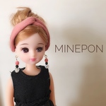 リカちゃん☆ターバン×ピアス（ダスティピンク）