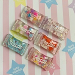 【096】スイートキャンディ６個セット♡デコパーツ♡プラパーツ♡レジン材料♡ホロラメ♡ハンドメイド材料♡キャンディーバック