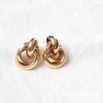 2pcs ピアスパーツ ダブルリング ゴールド