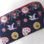 刺繍プリント　鳩　長財布　L字財布　軽い　スリム