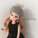 リカちゃん☆チュールベレー帽×星ピアス