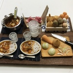 hand made ミニチュア ドールハウス   おばぁちゃんのお野菜ゴロゴロカレーライス作りセット