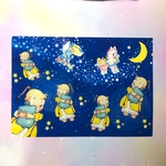  デザインペーパー♡A4サイズ  夜空とレトロガール＆Babyアニマル♡    10枚セット  