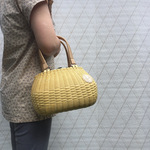 【受注製作】ぽちゃ☆巾着袋つきかごバッグ（パステルクリーム）