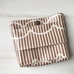 【SALE】スクエア ティッシュポーチ  ストライプ柄  茶