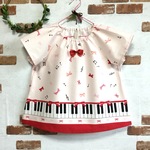 半袖スモック🎹 ピアノ鍵盤とリボン(120size)