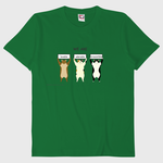 Tシャツ　３匹の猫　グリーン