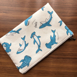 通帳ポーチ  カードポケット 20cmファスナー  サメ