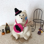 9/30から送料値上げ!しろくま貯金箱 ハロウィン3点セット ピンク