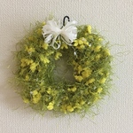 【5e-k0様専用ページ】糸あそびのふんわりナチュラルミニリース       ミモザ風