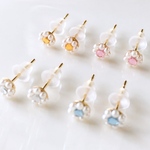 🌷小粒パールフラワー小さなひとつぶピアス     