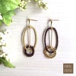 刺繍糸のオーバルピアス