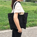 （底板・内ポケット付）フリルトートバッグ A4 black ×black frills