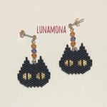 【送料無料】ハロウィン 黒猫ピアス