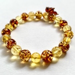 高品質天然琥珀☆4種類の琥珀アンバーのブレスレット-B☆ポーランド産