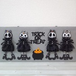 ハロウィン☆ドクロ&パンプキンの壁掛けパネル