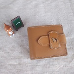 【SALE】柴犬、牛革二つ折り財布（ライトブラウン）