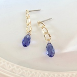 Swarovski タンザナイト雫のチェーンピアス