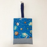 宇宙＆ヒッコリー柄の上履き入れ（宇宙飛行士_ブルー）