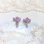 ミニミニ薔薇　イヤリング　（パープル）