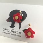 紙で作る 椿 イヤリング・ピアス